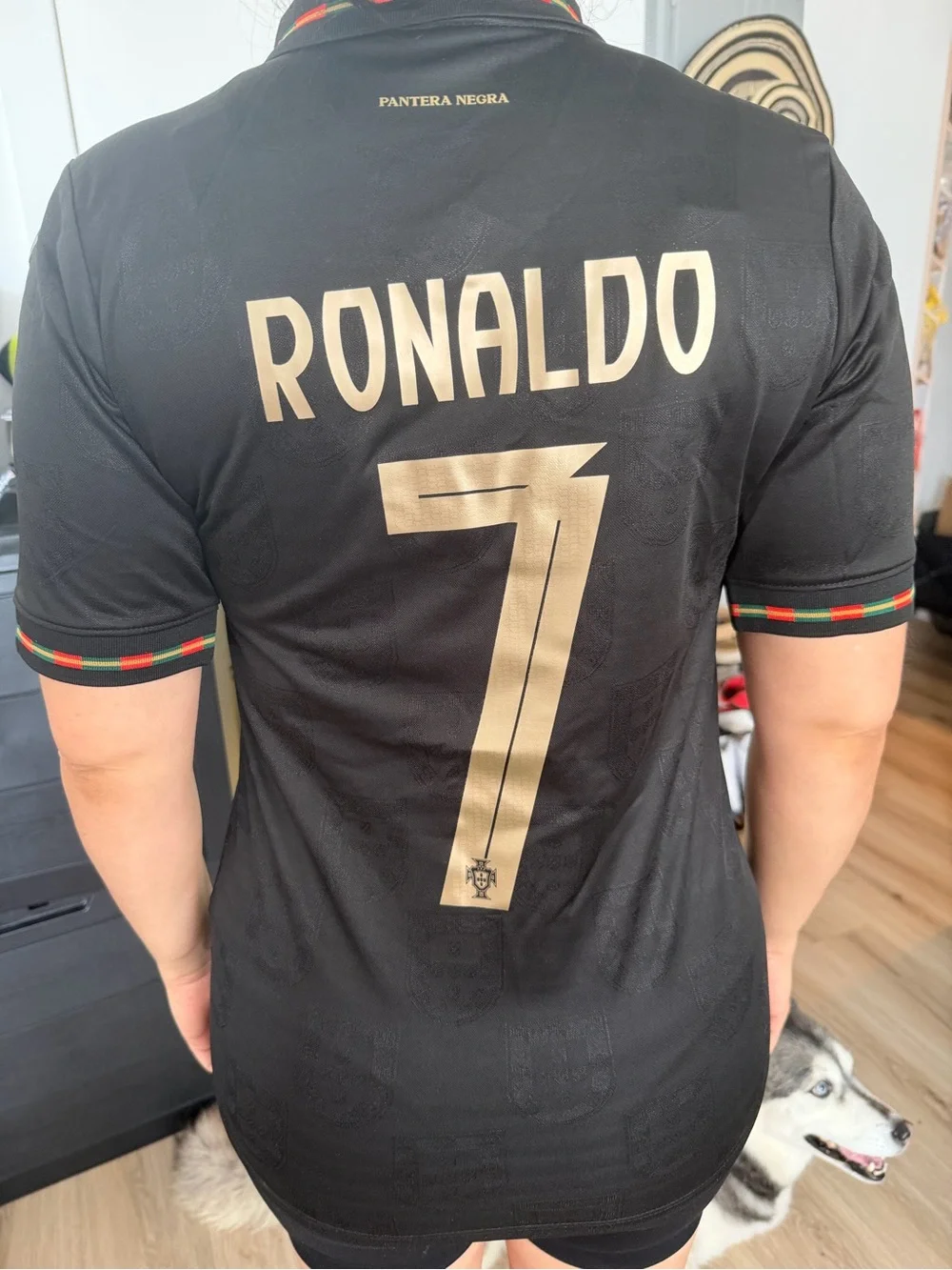 Puma Women’s Black Portugal Football Jersey with Gold Number 7